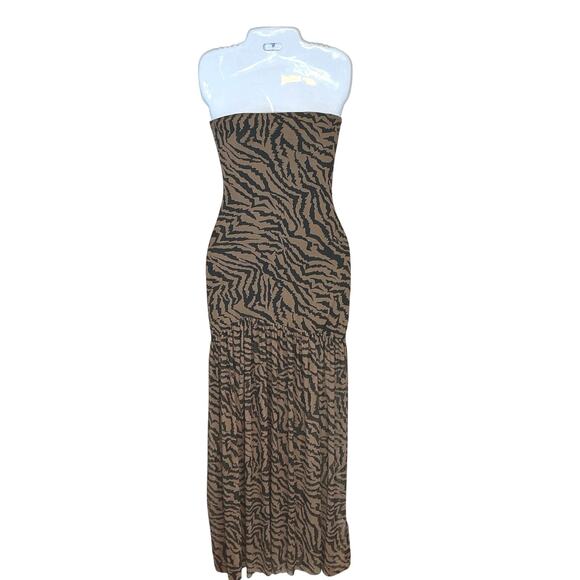 Abyovrt Strapless Backless Tiger High Split Mesh Cocktail Women's Medium NWT - Picture 1 of 11